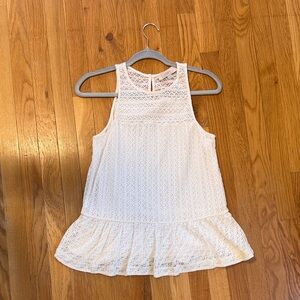 White Lace Sleeveless Top by LOFT